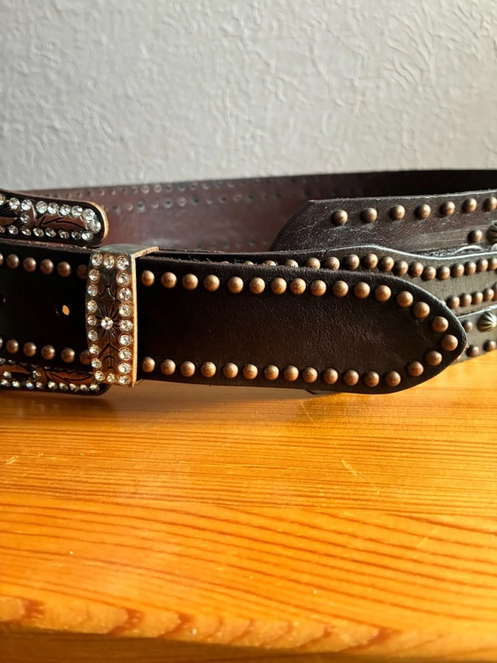 Angel Ranch Ladies Floral Studded Brown Belt Thick accent piece